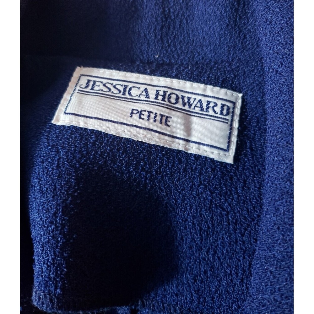 Jessica Howard Petites Womens Skirt Suit Blue Shoulder Pads Med -Large AA207 - Picture 3 of 9